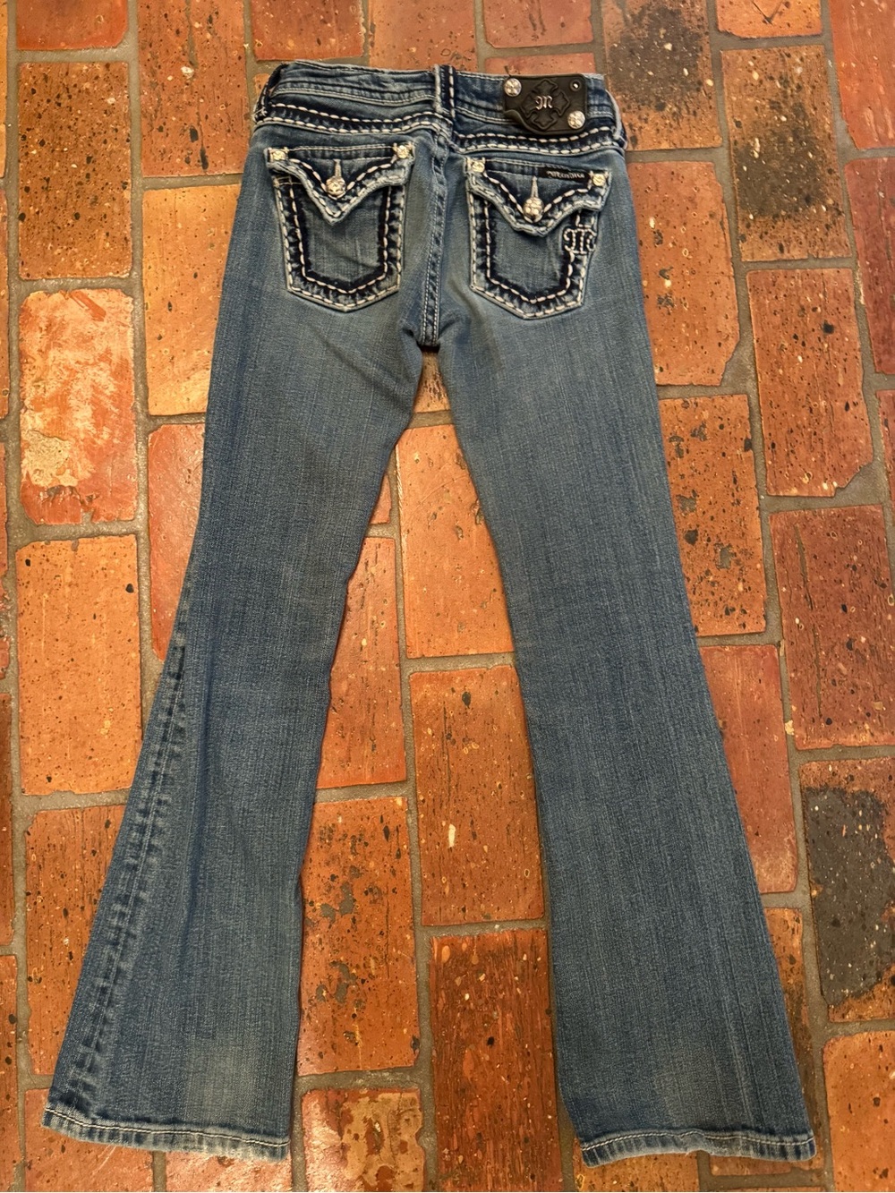 Miss Me Girls Size 10 Bootcut Jeans Rhinestone Embellished Western Y2K - Picture 8 of 14